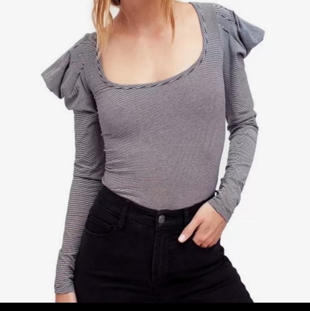 FREE PEOPLE Penelope Puff Sleeve Shirt Size Medium